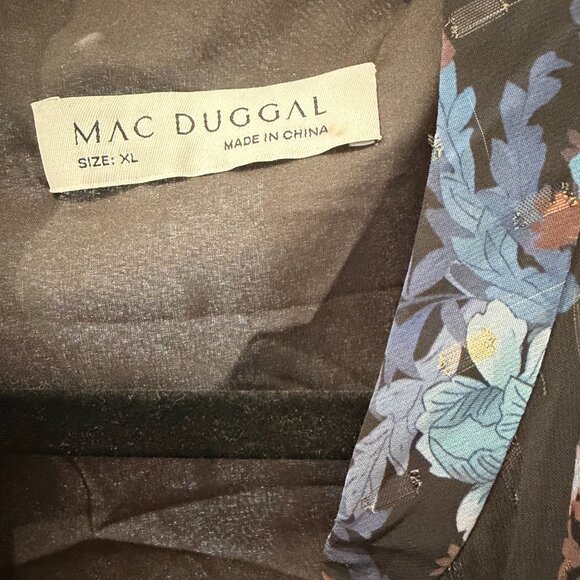 Mac Duggal - NWT Blue Lurex Chffon Bishop Sleeve Button Up Midi - XL - Picture 4 of 7